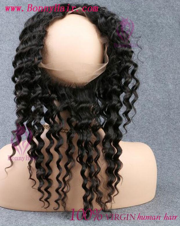 100% Human Remy Hair 360 Lace Frontal Closure--08