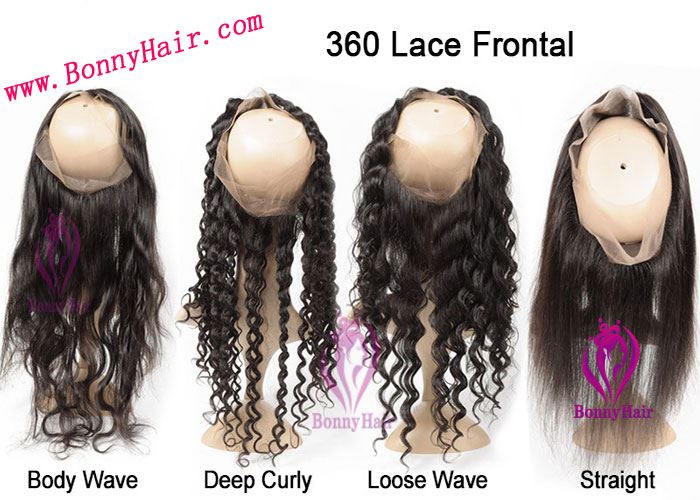 100% Human Remy Hair 360 Lace Frontal Closure--11