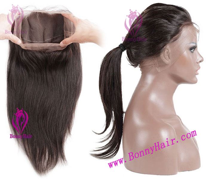 100% Human Remy Hair 360 Lace Frontal Closure--24