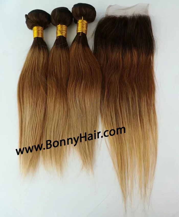 Ombre Color Lace Closure Virgin Remy Hair