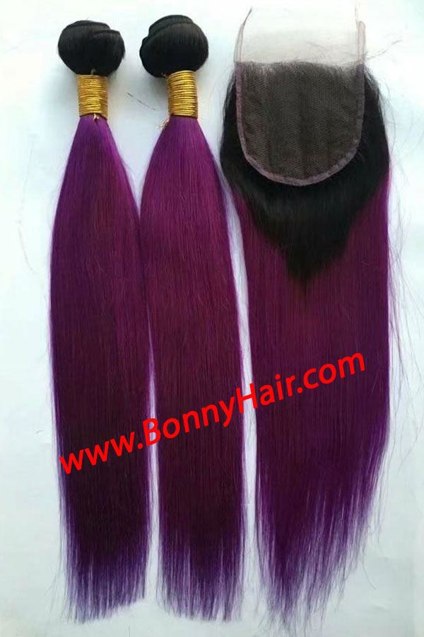 Ombre Color Lace Closure Virgin Remy Human Hair