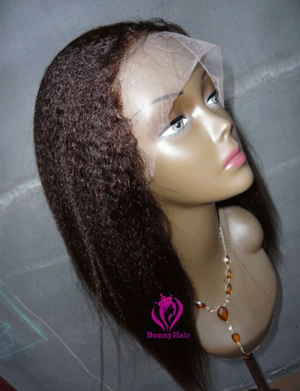 100% Human Rem Hair Front Lace Wig--15