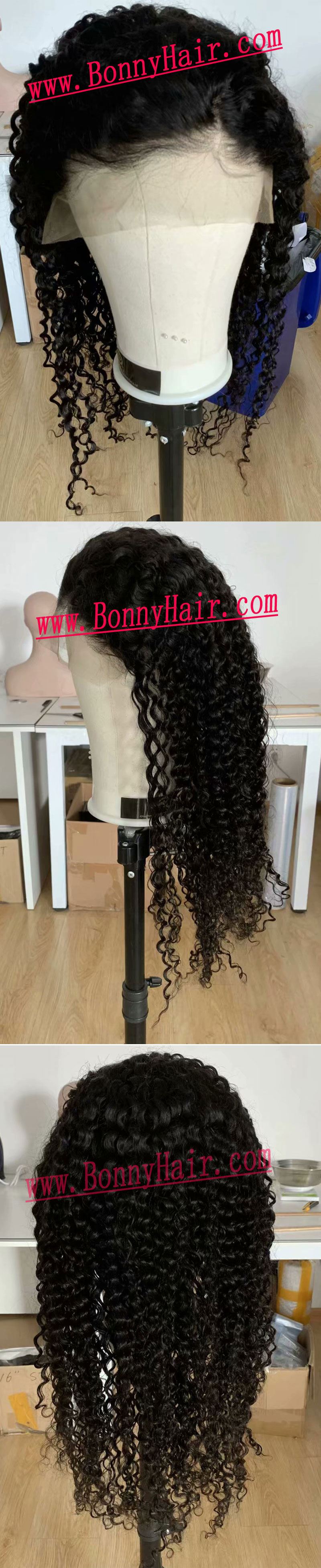 Kinky Curly Front Lace Wig 100%% Remy Human Hair--36