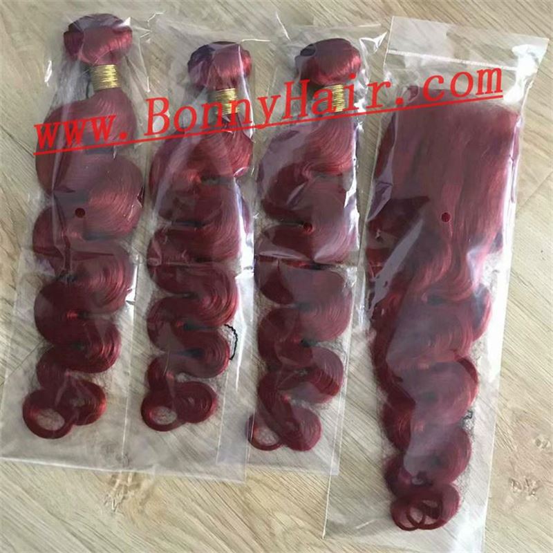 20" Red Body Wave Hair Weave 100% Human Remy Hair